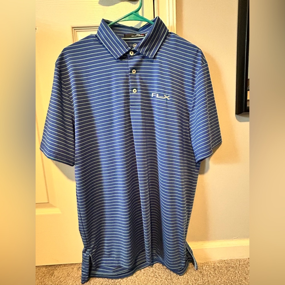Men's Blue Striped Polo Shirt